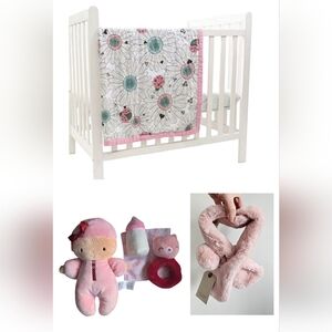 3 Pcs Bundle: JumpOff Stroller Swaddle Blanket, Zara Baby Scarf, Plush Doll Set